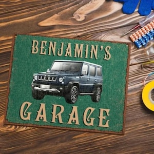 Custom Garage Sign - Custom Name + Car, Men&#39;s Tinplate Auto Mechanic Workshop Decor, Classic Metal Signs Gift for Dad, Grandpa & Car Lovers