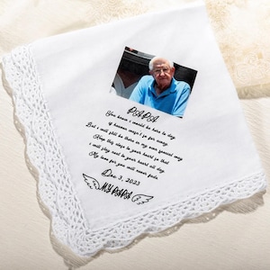 Lenço Memorial Personalizado com Foto, Presente de Lembrança para Noivos – Lembrança Amorosa para o Dia do Casamento, Algo Azul