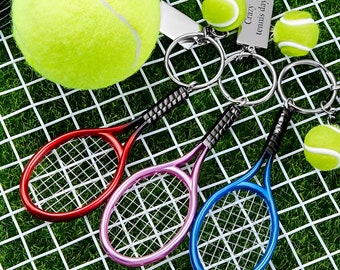 6 Color Keychain Creative Personality Tennis And Mini Tennis Racket Key