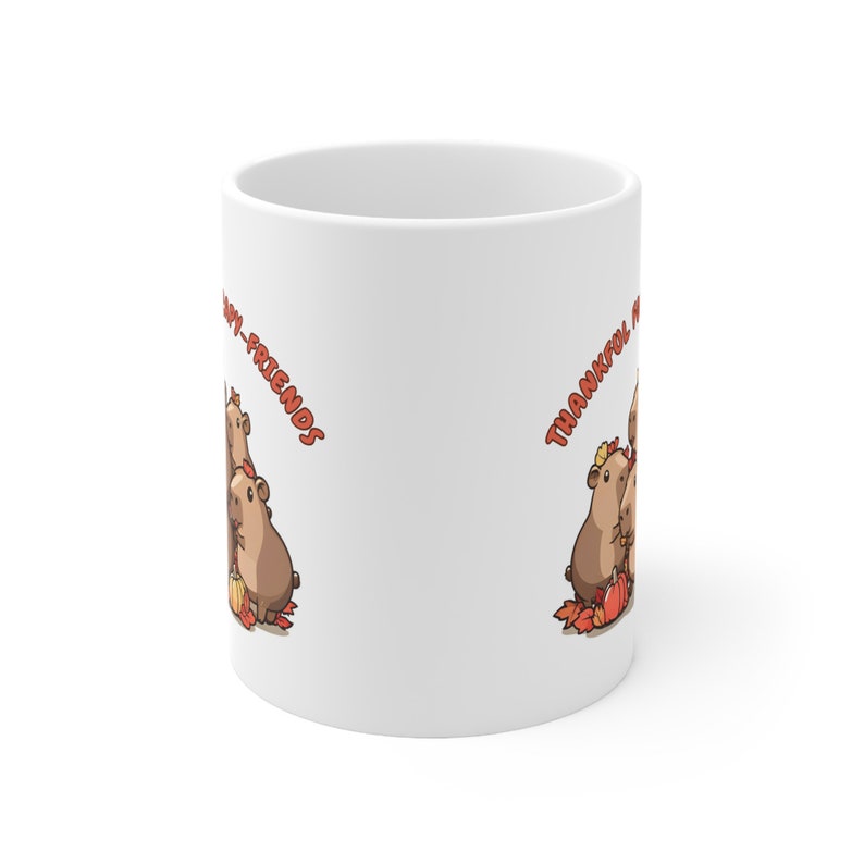Thanksiving Capybara Thankful for Capy-friends Capybara Mug, Thanksgiving Kawaii Capybaras ...
