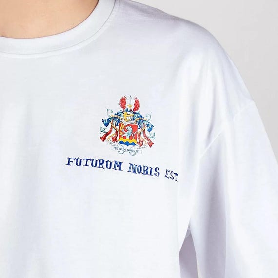 Personalized Embroidered Family Crest T-Shirt, Custom School Logo Embroidered 100% Cotton T-Shirt, Custom Embroidery Short Sleeved T-Shirt