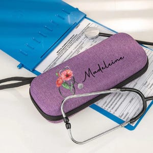 Personalized Birth Flower Stethoscope Case, Custom Nurse/Doctor Floral Gift, Stethoscope Hard Case with Name, Doctor Thank You Gift