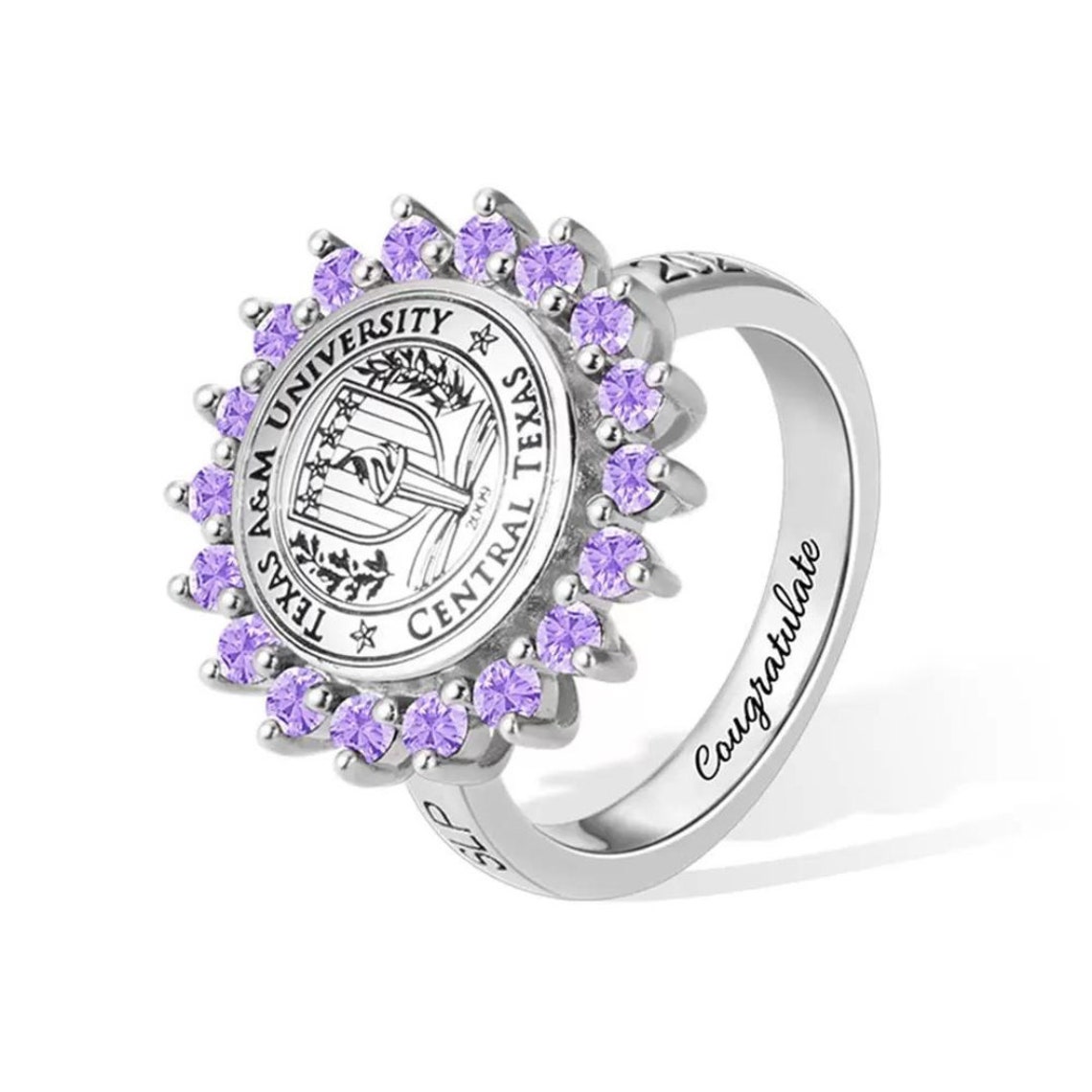 Custom Engraved University Graduation Signet Ring With Birthstones ...