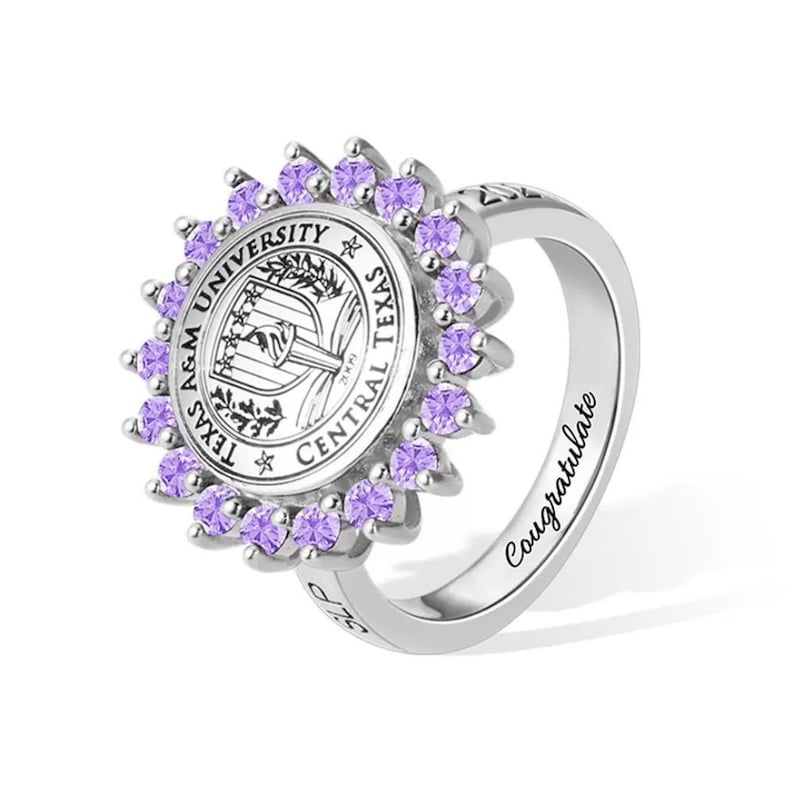 Custom Engraved University Graduation Signet Ring With Birthstones ...
