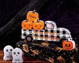 Custom Name Pumpkin Decorations, Halloween/Thanksgiving Decorations, Ghost Decorations, Halloween Family Gift/Table Centrepiece or Cute Gift