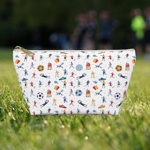 Football Print Pencil Case & Makeup Bag - Soccer Themed Travel Pouch, Great Gift for Football Fans and Players, Team Accessory