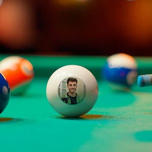 Custom Billiards Cue Ball | Personalized Pool/Snooker Ball w/ Photo & Message | Unique Gift for Billiards Lovers
