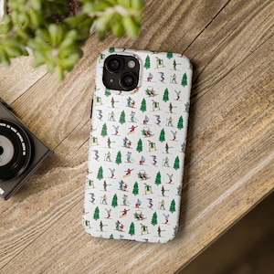 Winter Ski Print Phone Case, Ski Themed Tough Phone Case, Cute Simple Vectorized Skier Phone Case, Phone Case for Skier, Ski Fan Gift Ideas
