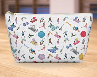 Estuche de pilates, estuche de maquillaje con estampado, neceser de viaje para entrenamiento de fitness, regalo para aficionados al pilates, organizador de accesorios de yoga