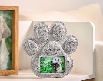 Custom Paw Print Pet Memorial Stone, Resin Simulation Memorial Stone, Heart Memorial Stone, Tombstone for Cat/Dog Pet Headstone Grave Marker