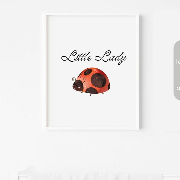 Ladybug Nursery Prints, Cute Flying Insect poster, Digital Download, Unisex Wall Art For New-born Nursery Child Nautical Artful Art Decor L6