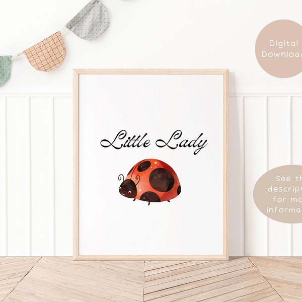 Ladybug Nursery Prints, Cute Flying Insect poster, Digital Download, Unisex Wall Art For New-born Nursery Child Nautical Artful Art Decor L5