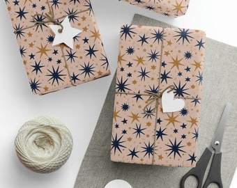 Wrapping Paper Roll | 1950s Gift Wrap | Holiday Stars Pattern | Retro Mid Century | Unique Gift Wrap Vintage | Unique Christmas Gift Paper