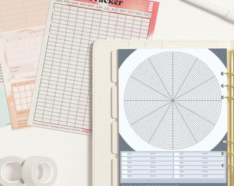 Letter, A4 & A5 Planner Printouts | Daily Habit Tracker Period Tracker Meal Planner Fitness Planner Brain Dump Weekly Planner + Affirmations