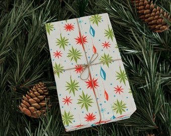 Wrapping Paper Roll | 1950s Gift Wrap | Holiday Stars Pattern | Retro Mid Century | Unique Gift Wrap Vintage | Unique Christmas Gift Paper