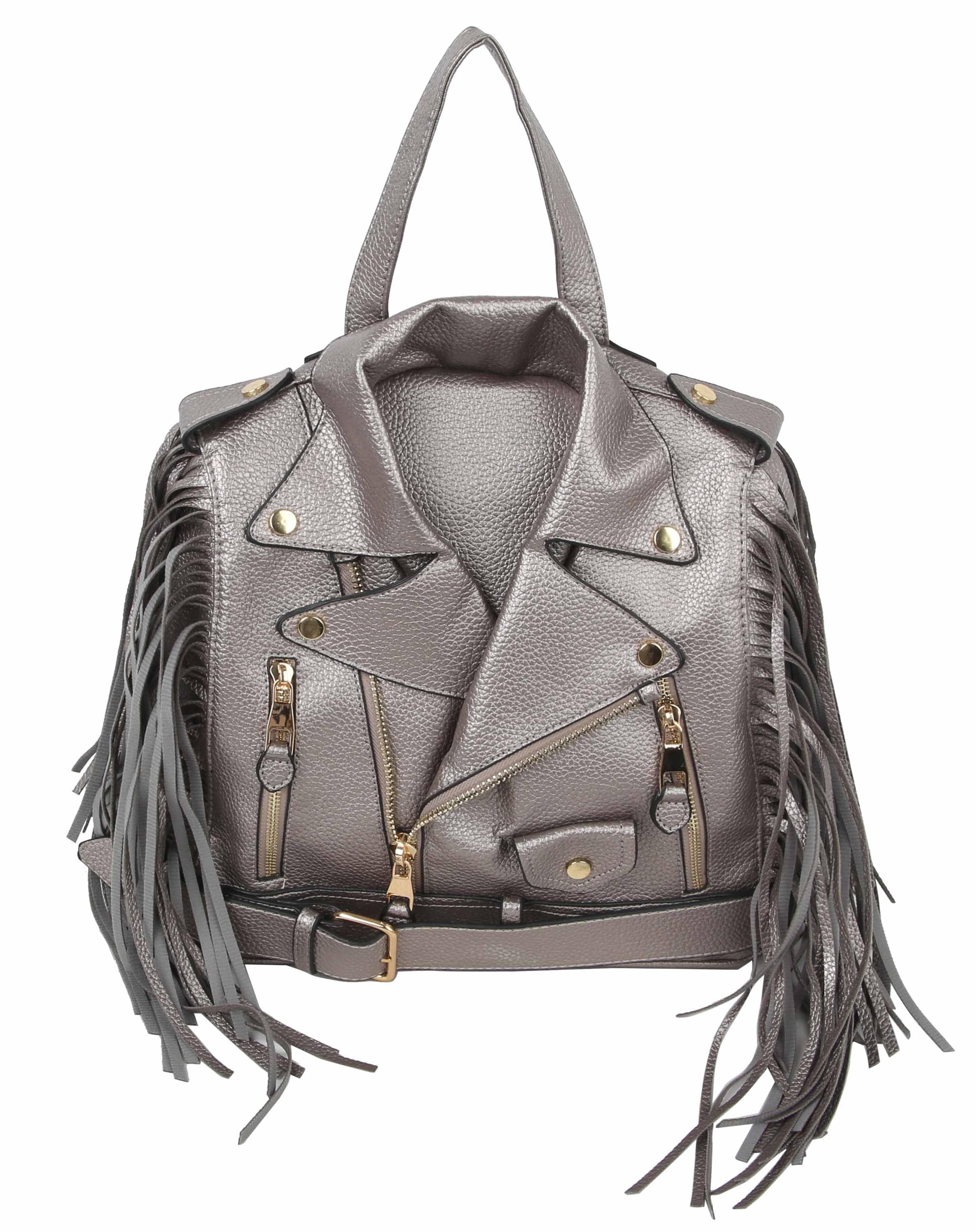 Faux Leather Fringed Moto Backpack LY042-2-OLV_48595f66-0ff1-4dd5  main image 3