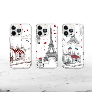 Paris city Phone Case Eiffel Tower Cover fit for iPhone 15 Pro Max, 14 Plus, 13, 12, 11, XR, XS & Samsung S23, S22, A54, A53,Pixel 8, 7