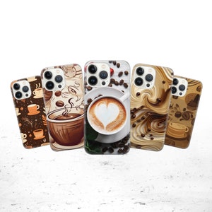 Phone Case Vintage Coffee Latte Bean Cover fit for iPhone 14 Pro, 13, 12, 11, XR, 8+, 7 & Samsung S23, S22, A53, A51, Huawei P20, P30 Lite