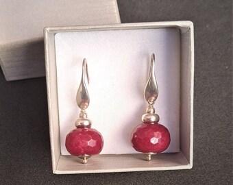 925 silver and ruby root earrings