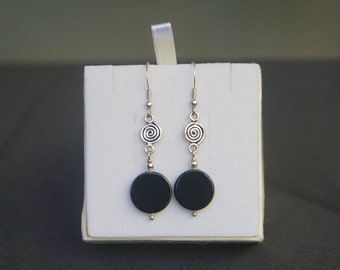 Sardinian craftsmanship. Silver and onyx earrings