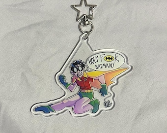 Holy F***! - Robin keychain (large, double sided version)