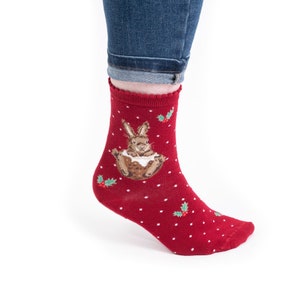 Wrendale "Little Pudding" Christmas Bunny Socks with Free Gift Bag!