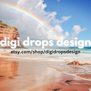 Beach Rainbow Digital Backdrop | Composite Digital Background | Summer