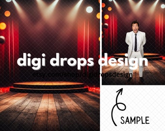 Wood Round Platform Stage Digital Backdrop | Composite Digital Background