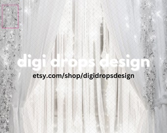 Silver and White Curtains Stage Digital Backdrop | Composite Digital Background