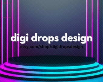 Neon Purple and Teal Round Platform Stage Digital Backdrop | Composite Digital Background