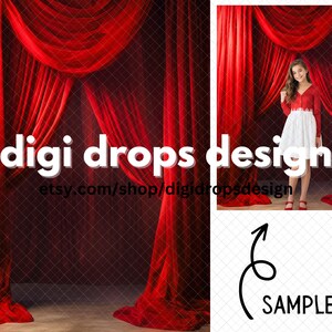 Red Curtains Stage Digital Backdrop | Composite Digital Background