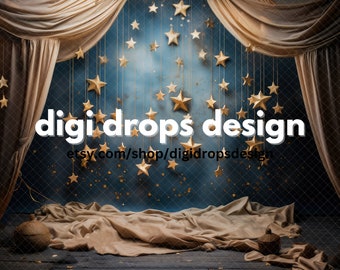 Newborn Starry Stage Digital Backdrop | Composite Digital Background