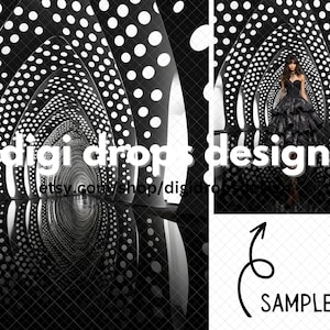 Black and White Hallway Digital Backdrop | Composite Digital Background | Sci-fi Spaceship | Wonderland