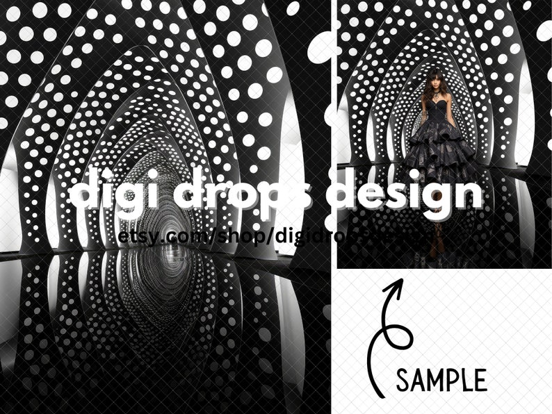 Black and White Hallway Digital Backdrop | Composite Digital Background ...