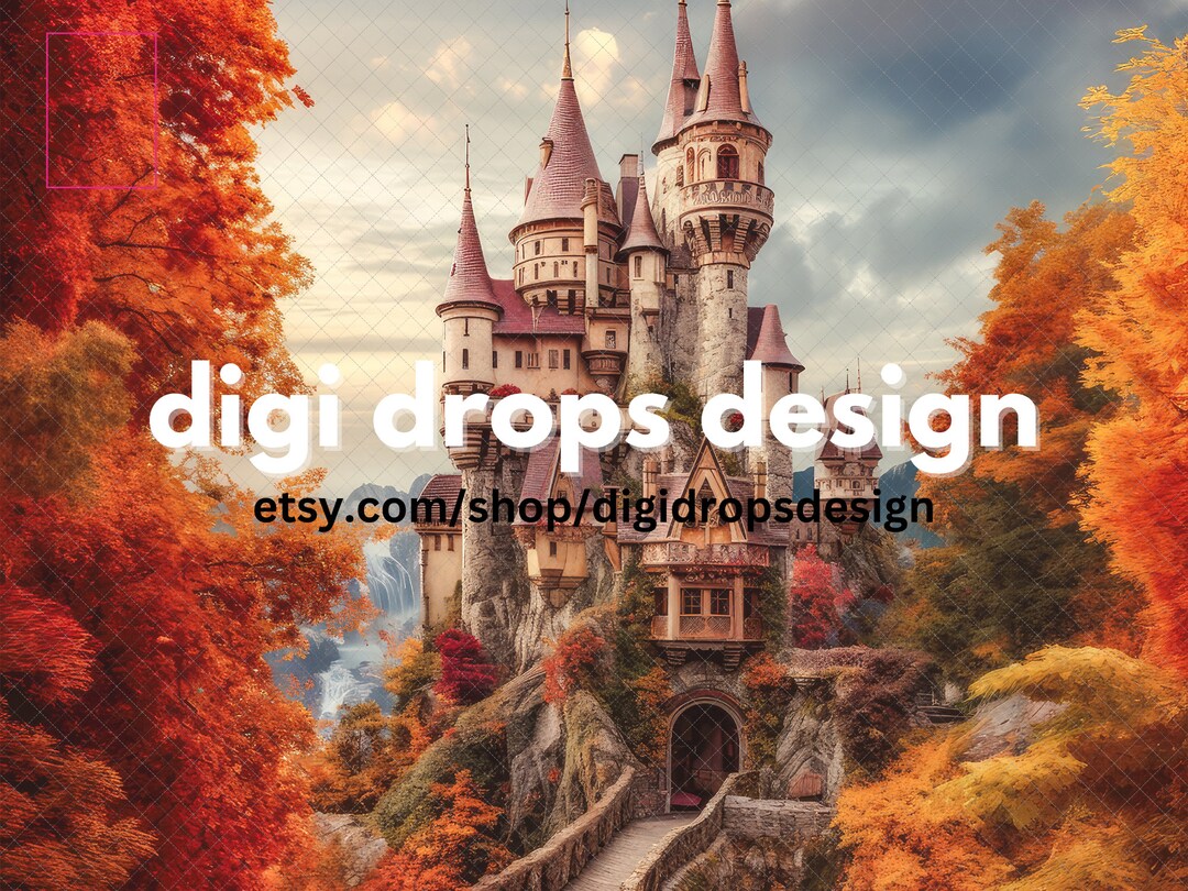 Princess Fall Pattern Background Princess Autumn Fall Castle Digital Backdrop | Composite Digital ...