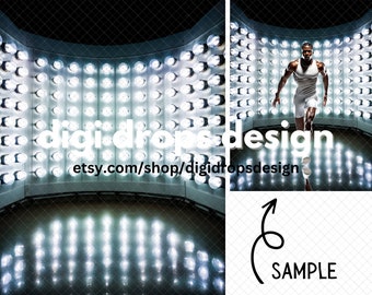 Light Wall Stage Digital Backdrop | Composite Digital Background | Sports