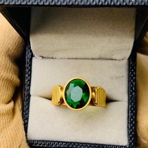Handmade Sterling Silver Men&#39;s Ring: Vintage Ottoman Style, Lab Emerald