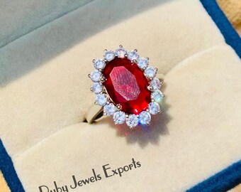 Lab Ruby Sterling Silver Ring: Vintage Style, July Birthstone