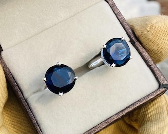 Personalized Sapphire Cufflinks: Sterling Silver Crystal Gemstone Gift
