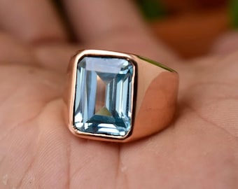 Handmade Aquamarine Ottoman Ring, 925 Sterling Silver