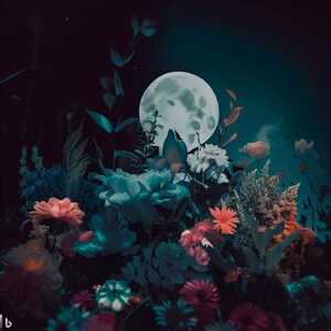 the moon embraces the flora in magnificent colors!Download the download to make this image the poster you want