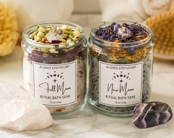Full Moon & New Moon Bath Salts - Ritual Bath Soak - Crystal Moon Flower Bath