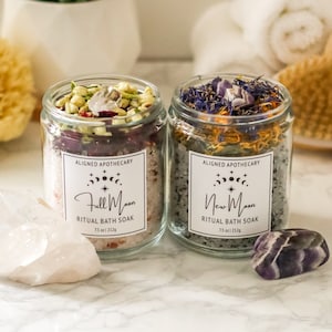 Full Moon & New Moon Bath Salts - Ritual Bath Soak - Crystal Moon Flower Bath