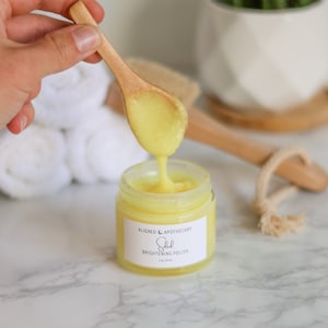 Turmeric Face Scrub | brightening lemon sugar facial scrub | gentle face exfoliation polish for smooth skin | micro-exfoliant