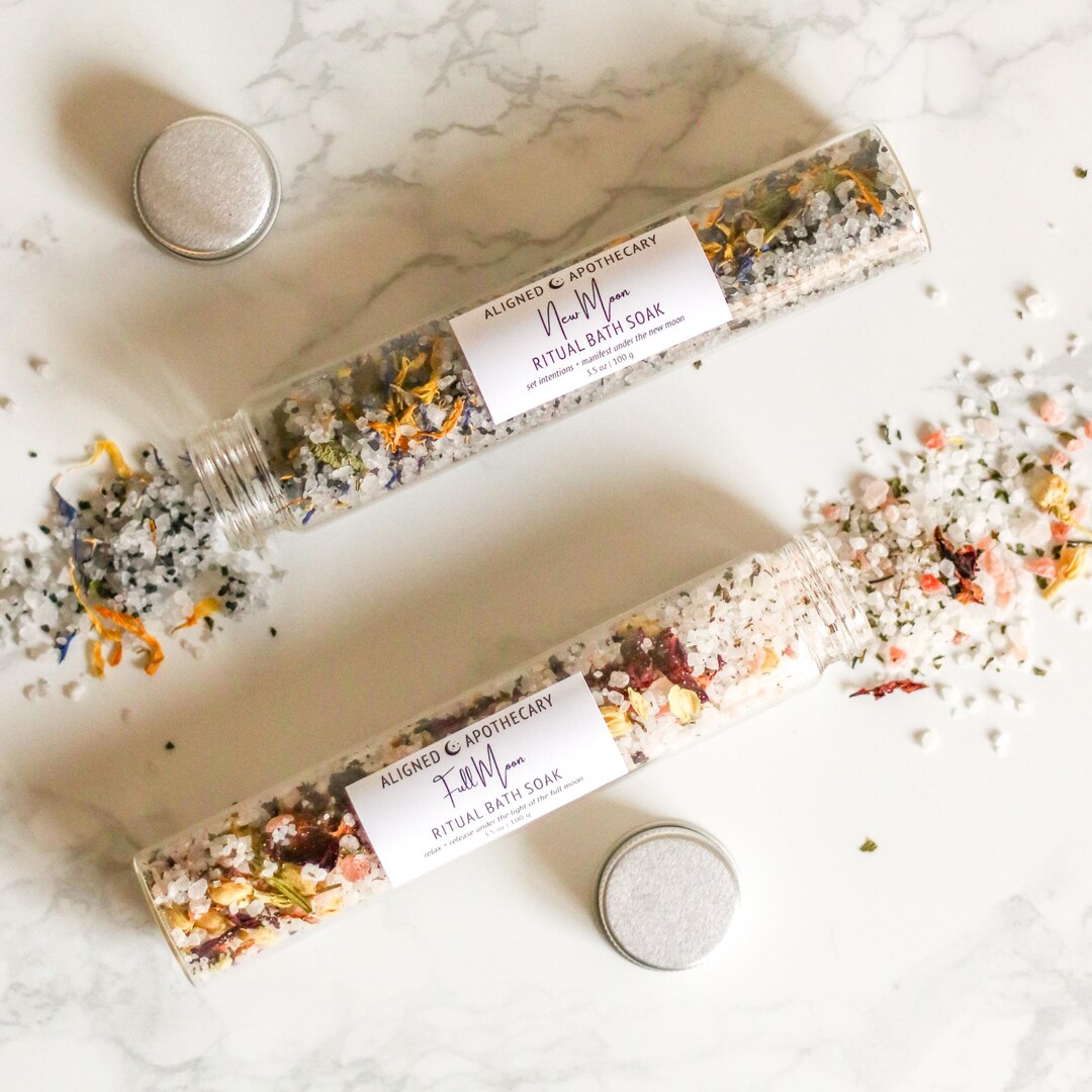 Full Moon & New Moon Bath Salt Set - Moon Ritual Bath Soak - Moon ...