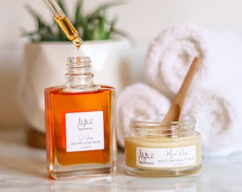 ORGANIC Day and Night Moisturizer Set | sea buckthorn facial oil + raw shea butter balm
