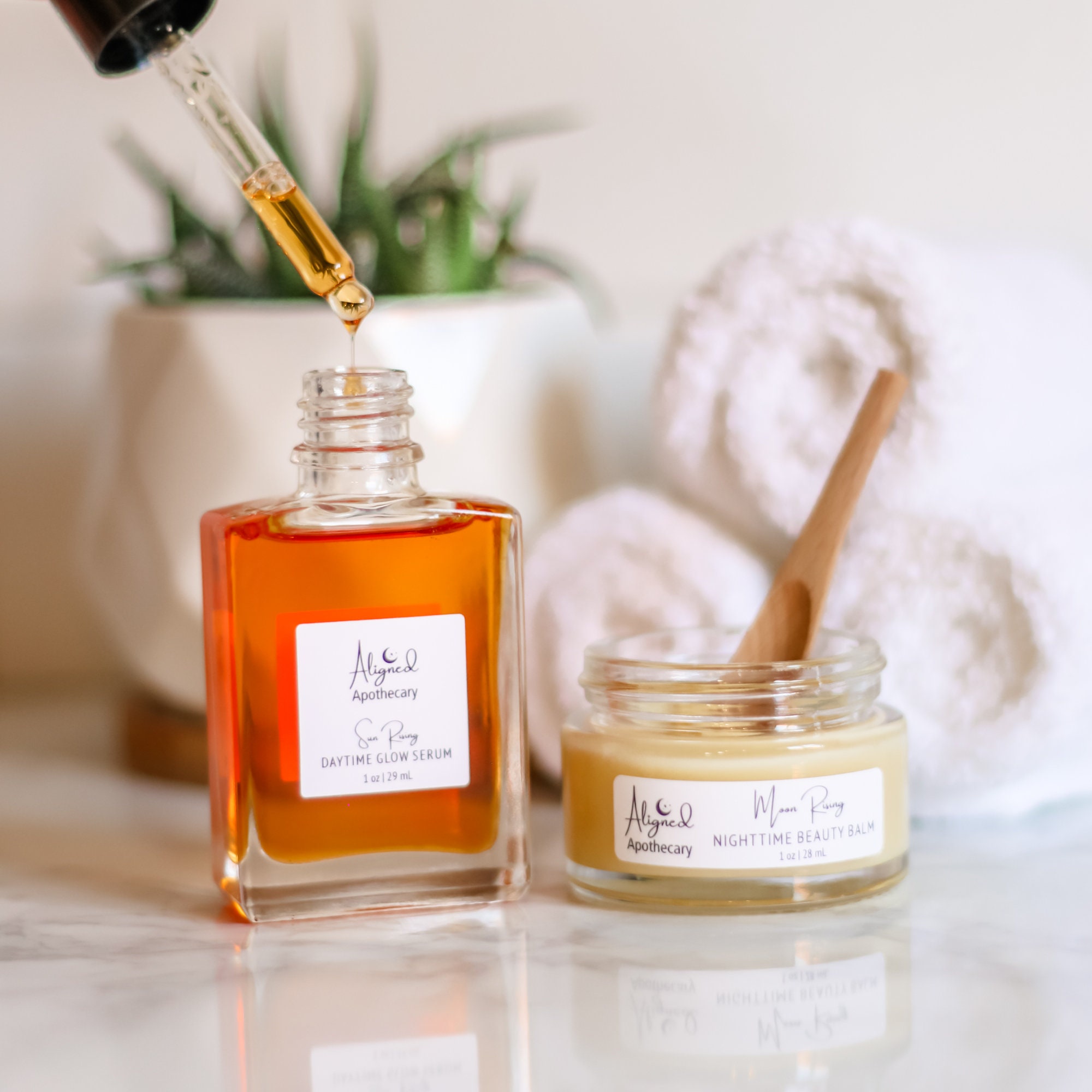 ORGANIC Day and Night Moisturizer Set | sea buckthorn facial oil + raw shea butter balm