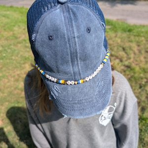 Beaded Hat Chain - For mesh baseball or trucker hats - Customized colors and wording to match your team