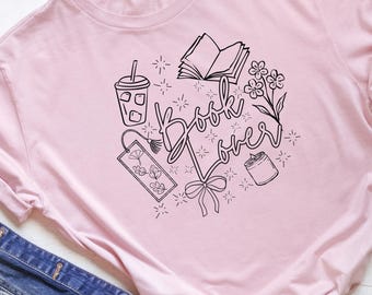 Book Lover Doodle PNG File Bundle- Instant Download- Tshirt Graphic- Books
