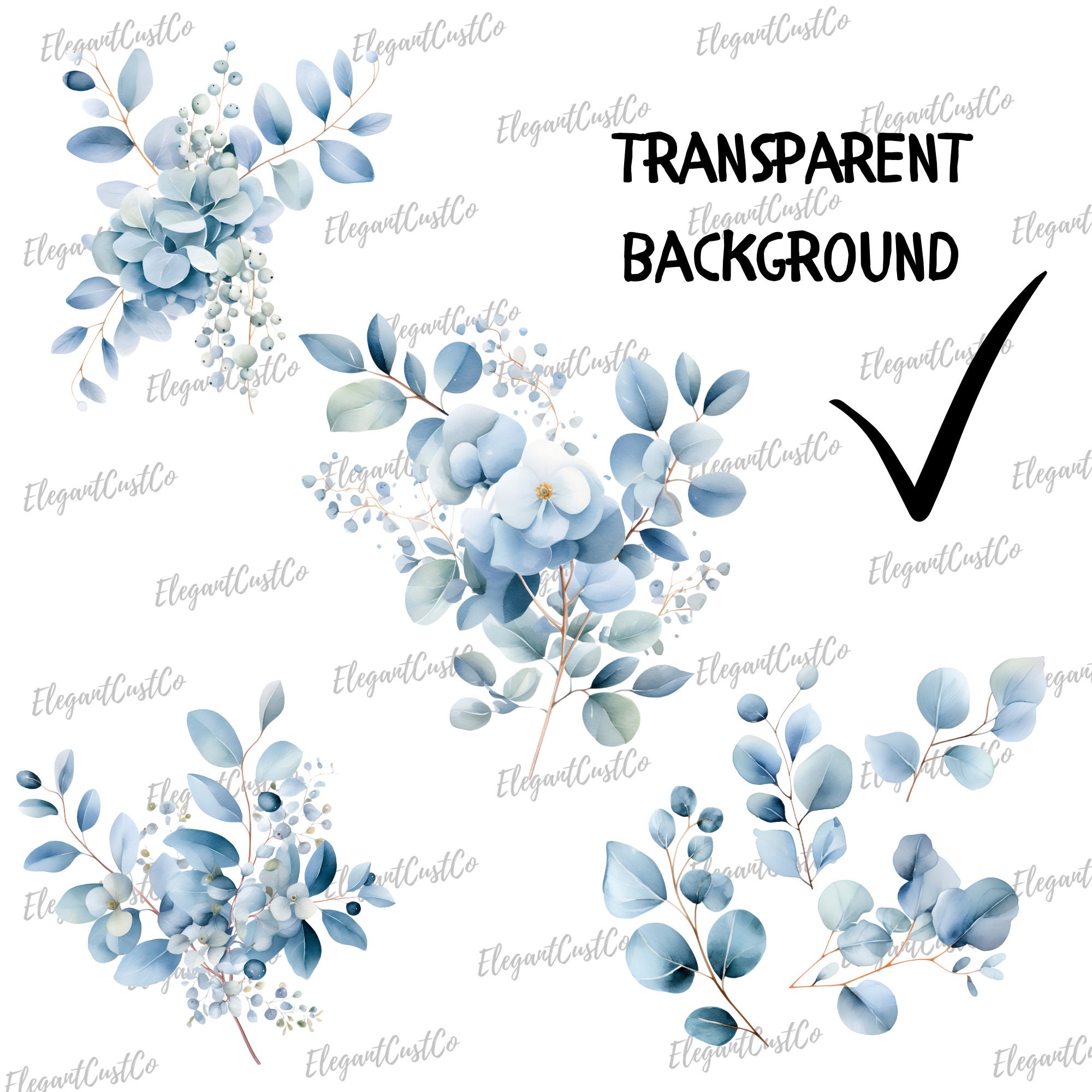 Baby Blue Eucalyptus Watercolor Clipart Watercolor Greenery - Etsy